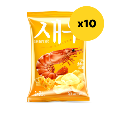 Креветкові чипси Shrips зі смаком сиру, 10 x 50 гр.