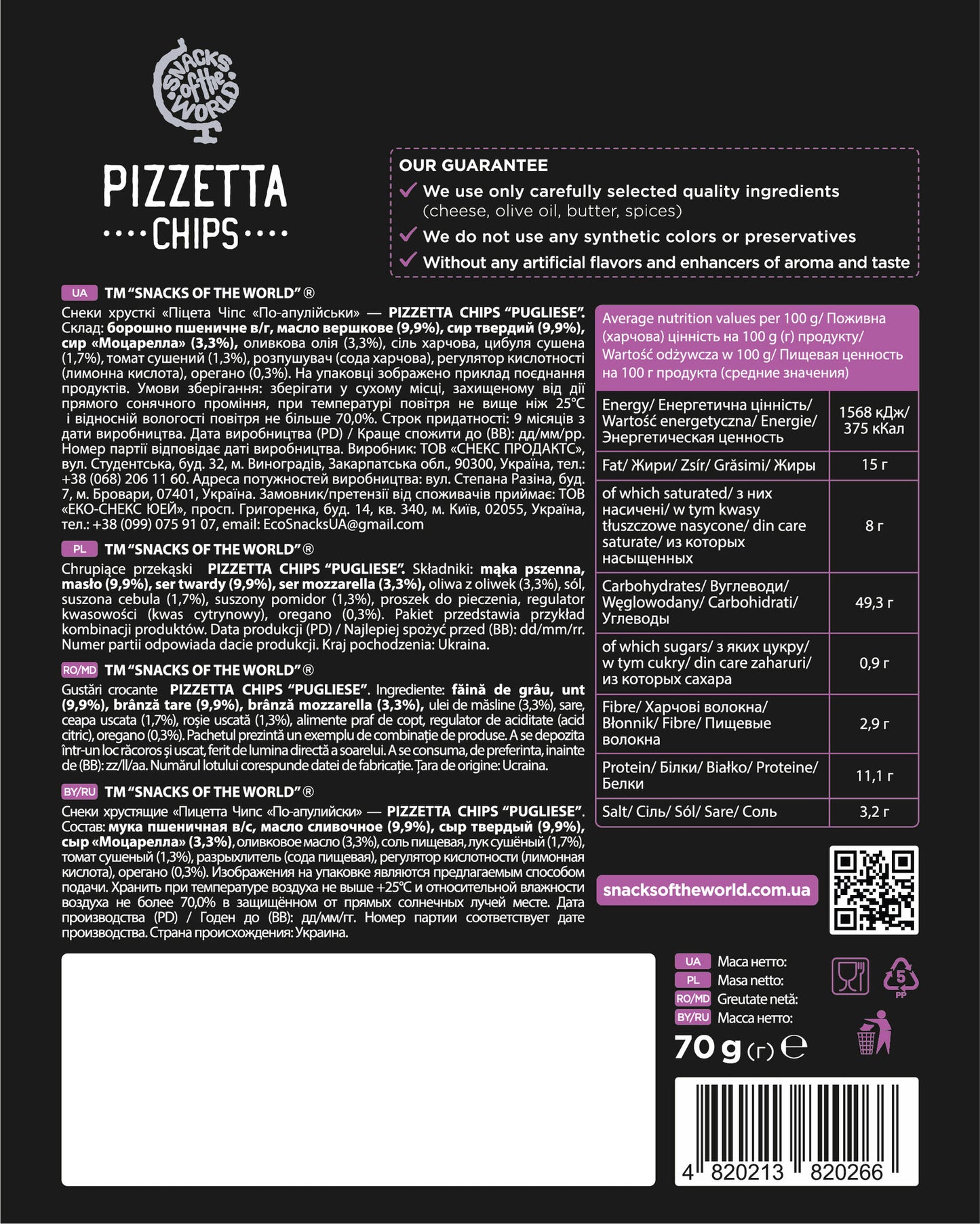 Pizzetta chips по-апулійськи, 70 гр.