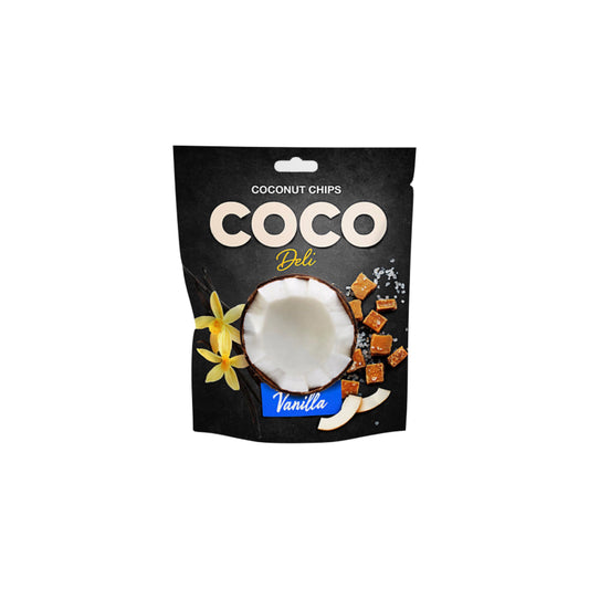 Кокосові чипси Coco Deli з ваніллю та солоною карамеллю, 15 гр.