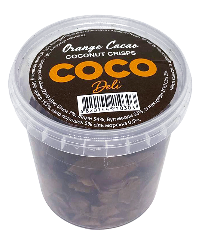 Кокосові чіпси Coco Deli з апельсином та какао