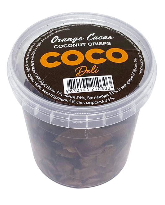 Кокосові чіпси Coco Deli з апельсином та какао